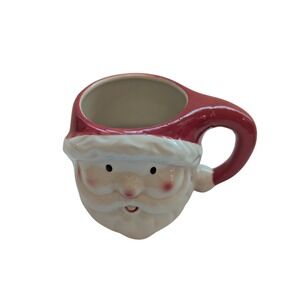 Novelty Santa Face Mug Red White Christmas Holiday Ceramic